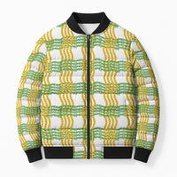 Aloha Hawaii Ilima Maile Lei Bomber Puffer Jacket Palaka Inspired Hawaiian-plaid White LT14 Unisex White - Polynesian Pride