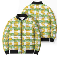 Aloha Hawaii Ilima Maile Lei Bomber Puffer Jacket Palaka Inspired Hawaiian-plaid White LT14 - Polynesian Pride