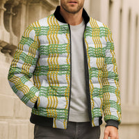 Aloha Hawaii Ilima Maile Lei Bomber Puffer Jacket Palaka Inspired Hawaiian-plaid White LT14 - Polynesian Pride