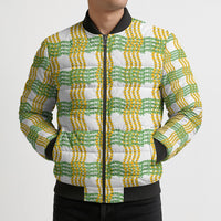Aloha Hawaii Ilima Maile Lei Bomber Puffer Jacket Palaka Inspired Hawaiian-plaid White LT14 - Polynesian Pride