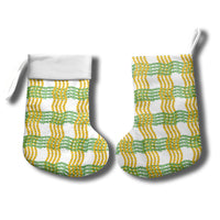 Aloha Hawaii Ilima Maile Lei Christmas Stocking Palaka Inspired Hawaiian-plaid White LT14 - Polynesian Pride