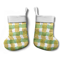 Aloha Hawaii Ilima Maile Lei Christmas Stocking Palaka Inspired Hawaiian-plaid White LT14 - Polynesian Pride