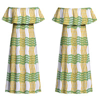 Aloha Hawaii Ilima Maile Lei Couples Matching Off Shoulder Maxi Dress and Hawaiian Shirt Palaka Inspired Hawaiian-plaid White LT14 - Polynesian Pride