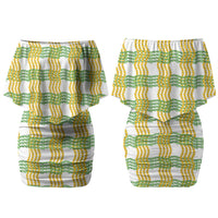 Aloha Hawaii Ilima Maile Lei Couples Matching Off Shoulder Short Dress and Hawaiian Shirt Palaka Inspired Hawaiian-plaid White LT14 - Polynesian Pride