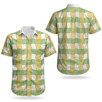 Aloha Hawaii Ilima Maile Lei Couples Matching Off Shoulder Short Dress and Hawaiian Shirt Palaka Inspired Hawaiian-plaid White LT14 - Polynesian Pride