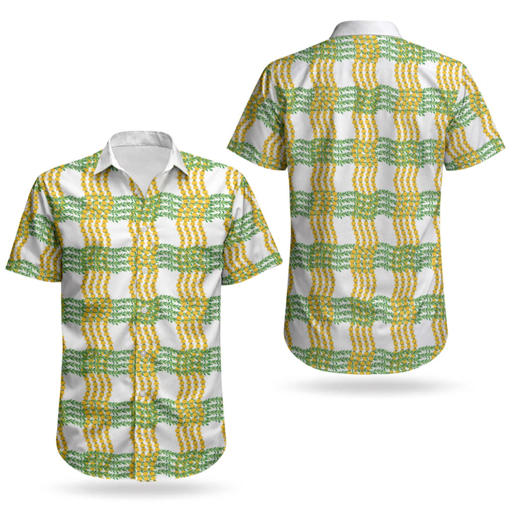 Aloha Hawaii Ilima Maile Lei Couples Matching Summer Maxi Dress and Hawaiian Shirt Palaka Inspired Hawaiian-plaid White LT14 - Polynesian Pride