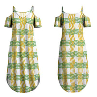 Aloha Hawaii Ilima Maile Lei Couples Matching Summer Maxi Dress and Hawaiian Shirt Palaka Inspired Hawaiian-plaid White LT14 - Polynesian Pride