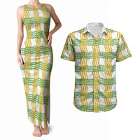 Aloha Hawaii Ilima Maile Lei Couples Matching Tank Maxi Dress and Hawaiian Shirt Palaka Inspired Hawaiian-plaid White LT14 White - Polynesian Pride