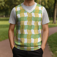 Aloha Hawaii Ilima Maile Lei Christmas Knitted V-Neck Vest Palaka Inspired Hawaiian-plaid White LT14 - Polynesian Pride