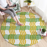 Aloha Hawaii Ilima Maile Lei Round Carpet Palaka Inspired Hawaiian-plaid White LT14 - Polynesian Pride