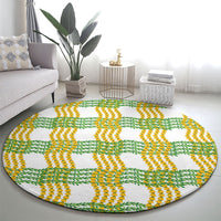 Aloha Hawaii Ilima Maile Lei Round Carpet Palaka Inspired Hawaiian-plaid White LT14 - Polynesian Pride
