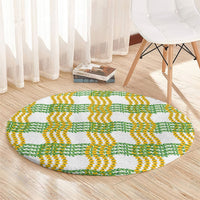 Aloha Hawaii Ilima Maile Lei Round Carpet Palaka Inspired Hawaiian-plaid White LT14 - Polynesian Pride