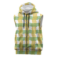 Aloha Hawaii Ilima Maile Lei Sleeveless Zip Hoodie Palaka Inspired Hawaiian-plaid White LT14 White - Polynesian Pride