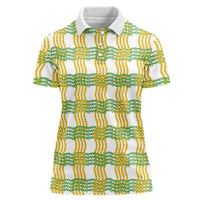 Aloha Hawaii Ilima Maile Lei Women Polo Shirt Palaka Inspired Hawaiian-plaid White LT14 Female White - Polynesian Pride