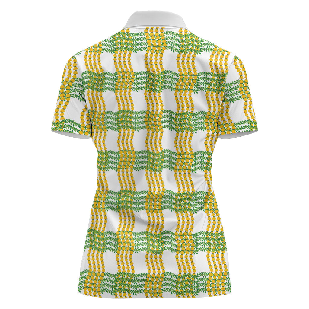 Aloha Hawaii Ilima Maile Lei Women Polo Shirt Palaka Inspired Hawaiian-plaid White LT14 - Polynesian Pride