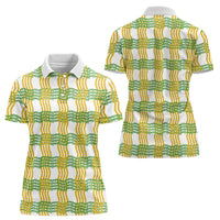 Aloha Hawaii Ilima Maile Lei Women Polo Shirt Palaka Inspired Hawaiian-plaid White LT14 - Polynesian Pride