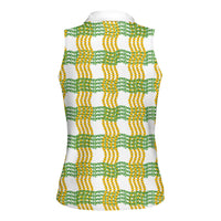 Aloha Hawaii Ilima Maile Lei Women Sleeveless Polo Shirt Palaka Inspired Hawaiian-plaid White LT14 - Polynesian Pride