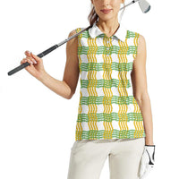 Aloha Hawaii Ilima Maile Lei Women Sleeveless Polo Shirt Palaka Inspired Hawaiian-plaid White LT14 - Polynesian Pride