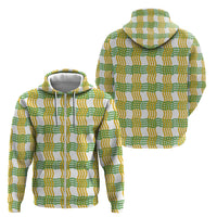 Aloha Hawaii Ilima Maile Lei Zip Hoodie Palaka Inspired Hawaiian-plaid White