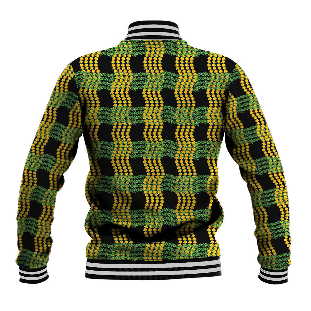 Aloha Hawaii Ilima Maile Lei Baseball Jacket Palaka Inspired Hawaiian-plaid Black LT14 - Polynesian Pride