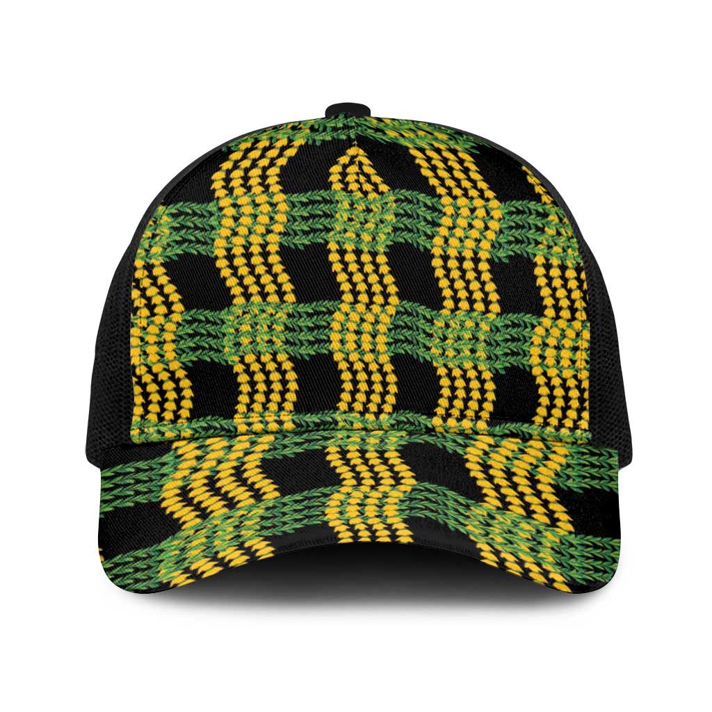 Aloha Hawaii Ilima Maile Lei Baseball Net Cap Palaka Inspired Hawaiian-plaid Black LT14 One Size Black Black - Polynesian Pride
