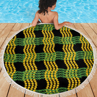 Aloha Hawaii Ilima Maile Lei Beach Blanket Palaka Inspired Hawaiian-plaid Black LT14 - Polynesian Pride