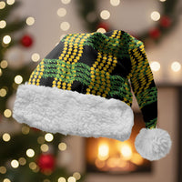 Aloha Hawaii Ilima Maile Lei Christmas Santa Hat Palaka Inspired Hawaiian-plaid Black LT14 With Fur Black - Polynesian Pride
