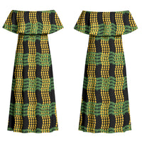 Aloha Hawaii Ilima Maile Lei Couples Matching Off Shoulder Maxi Dress and Hawaiian Shirt Palaka Inspired Hawaiian-plaid Black LT14 - Polynesian Pride