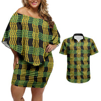 Aloha Hawaii Ilima Maile Lei Couples Matching Off Shoulder Short Dress and Hawaiian Shirt Palaka Inspired Hawaiian-plaid Black LT14 Black - Polynesian Pride