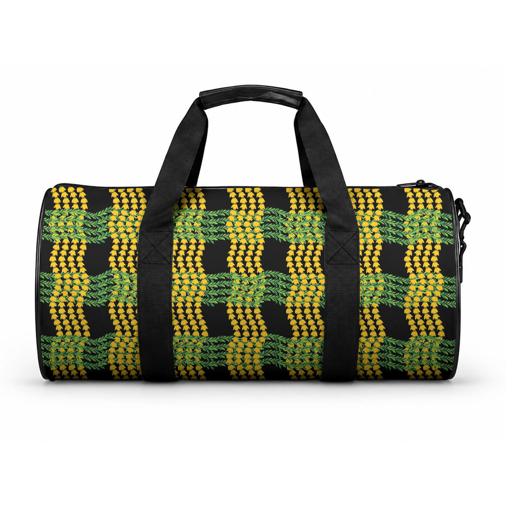 Aloha Hawaii Ilima Maile Lei Duffle Bag Palaka Inspired Hawaiian-plaid Black LT14 One size Black - Polynesian Pride