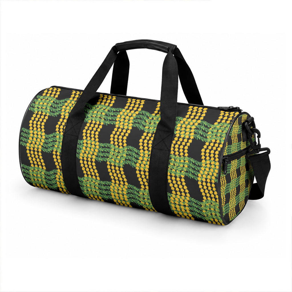 Aloha Hawaii Ilima Maile Lei Duffle Bag Palaka Inspired Hawaiian-plaid Black LT14 - Polynesian Pride