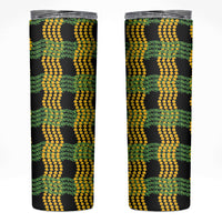 Aloha Hawaii Ilima Maile Lei Skinny Tumbler Palaka Inspired Hawaiian-plaid Black LT14 Black - Polynesian Pride