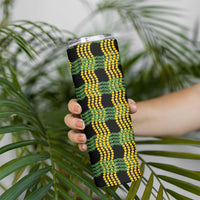 Aloha Hawaii Ilima Maile Lei Skinny Tumbler Palaka Inspired Hawaiian-plaid Black LT14 - Polynesian Pride