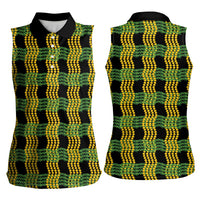 Aloha Hawaii Ilima Maile Lei Women Sleeveless Polo Shirt Palaka Inspired Hawaiian-plaid Black LT14 - Polynesian Pride