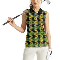 Aloha Hawaii Ilima Maile Lei Women Sleeveless Polo Shirt Palaka Inspired Hawaiian-plaid Black LT14 - Polynesian Pride