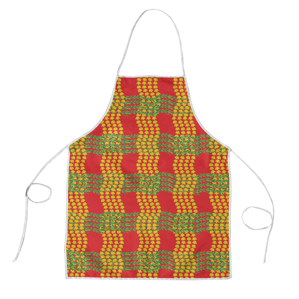 Aloha Hawaii Ilima Maile Lei Apron Palaka Inspired Hawaiian-plaid Red LT14 Red - Polynesian Pride