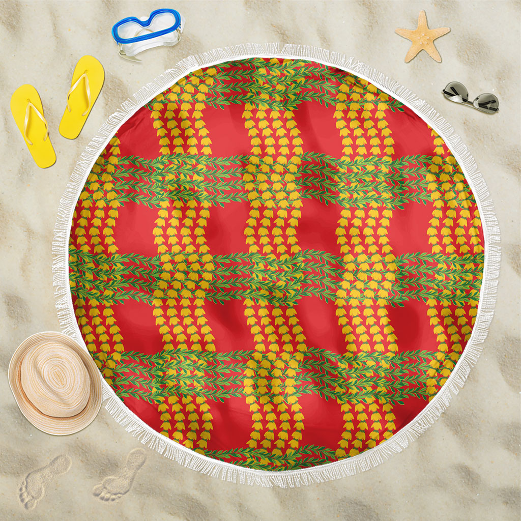 Aloha Hawaii Ilima Maile Lei Beach Blanket Palaka Inspired Hawaiian-plaid Red LT14 One Size 150cm Red - Polynesian Pride