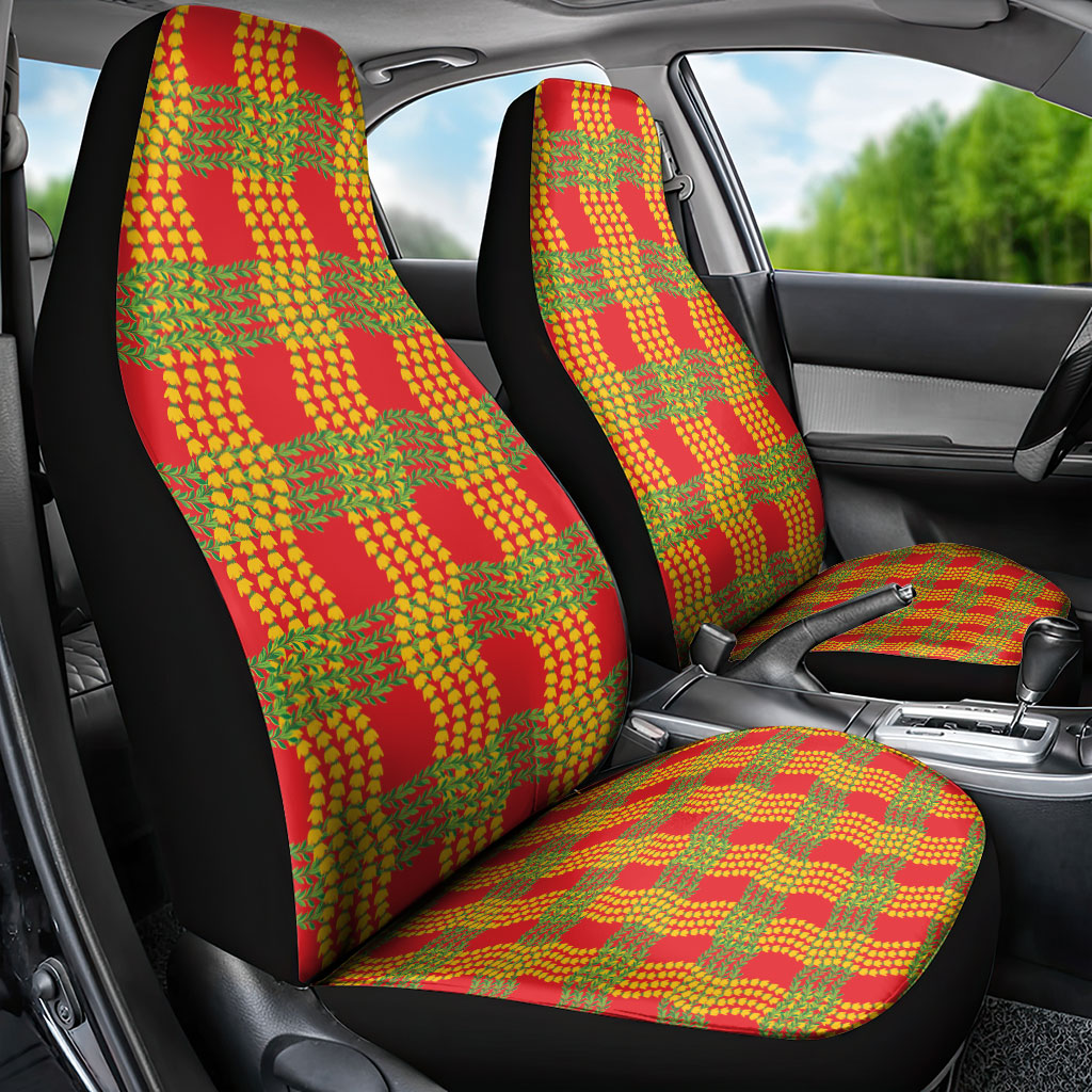 Aloha Hawaii Ilima Maile Lei Car Seat Cover Palaka Inspired Hawaiian-plaid Red LT14 - Polynesian Pride