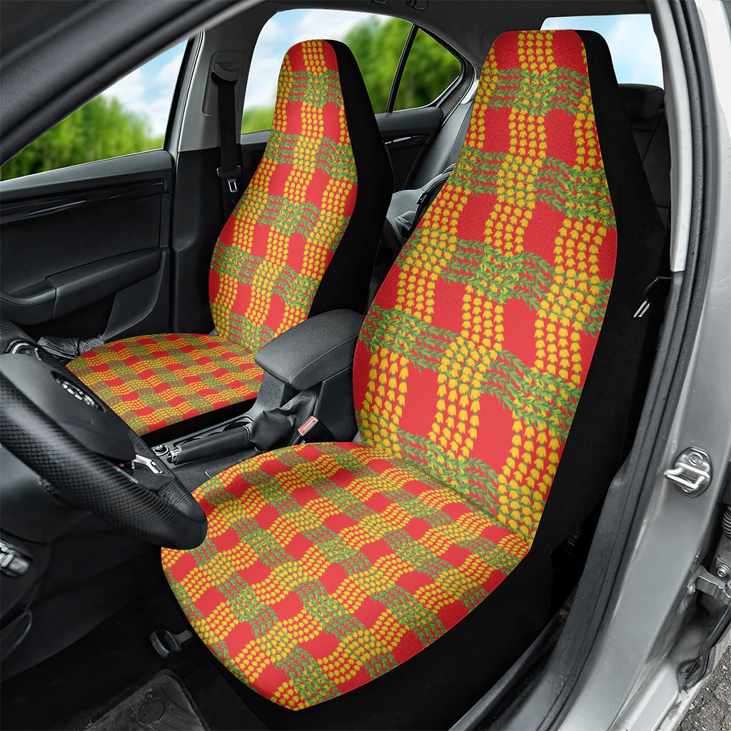 Aloha Hawaii Ilima Maile Lei Car Seat Cover Palaka Inspired Hawaiian-plaid Red LT14 - Polynesian Pride