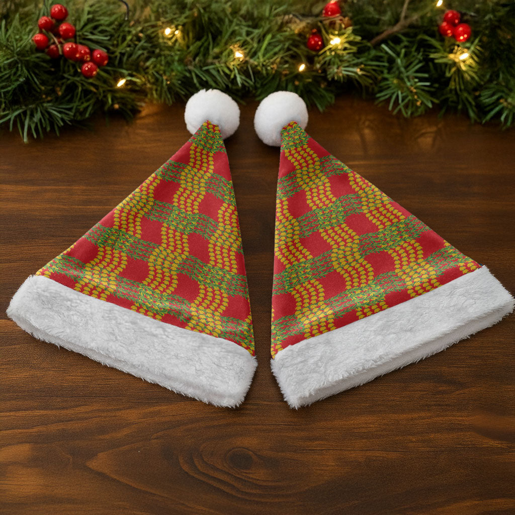 Aloha Hawaii Ilima Maile Lei Christmas Santa Hat Palaka Inspired Hawaiian-plaid Red LT14 - Polynesian Pride