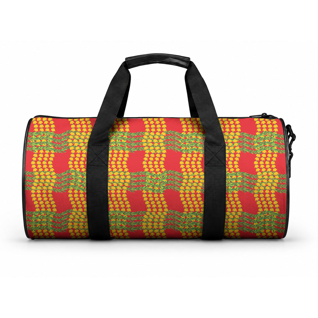 Aloha Hawaii Ilima Maile Lei Duffle Bag Palaka Inspired Hawaiian-plaid Red LT14 One size Red - Polynesian Pride