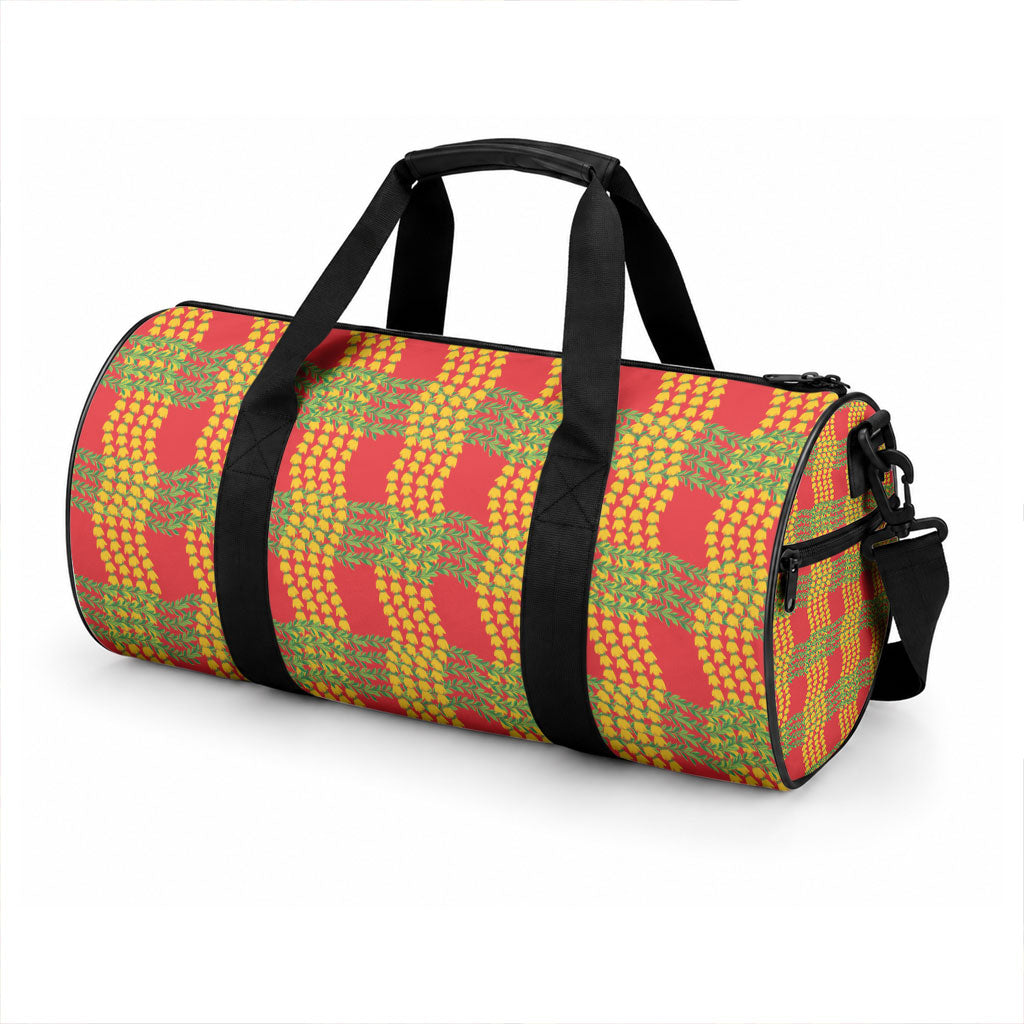 Aloha Hawaii Ilima Maile Lei Duffle Bag Palaka Inspired Hawaiian-plaid Red LT14 - Polynesian Pride
