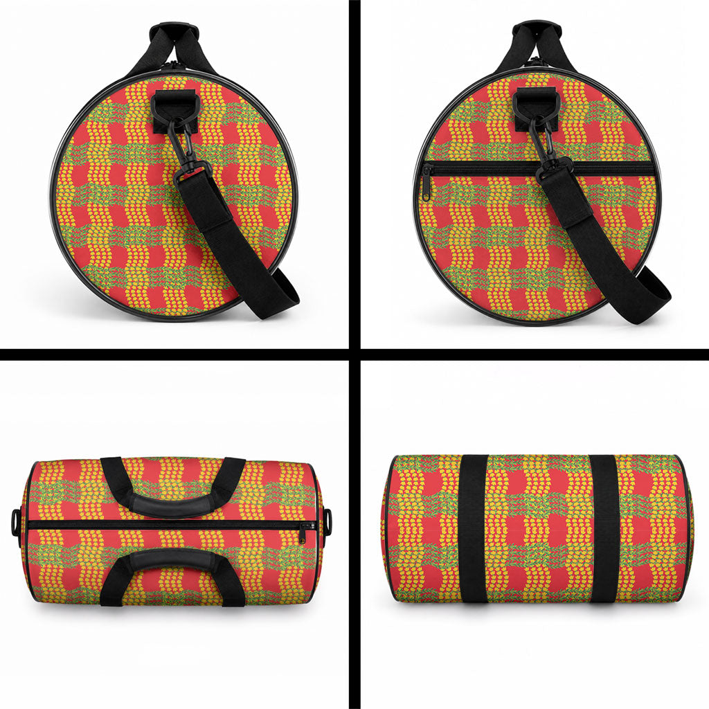 Aloha Hawaii Ilima Maile Lei Duffle Bag Palaka Inspired Hawaiian-plaid Red LT14 - Polynesian Pride
