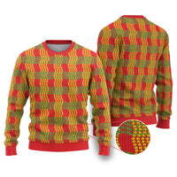 Aloha Hawaii Ilima Maile Lei Ugly Christmas Sweater Palaka Inspired Hawaiian-plaid Red LT14 Red - Polynesian Pride