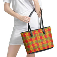 Aloha Hawaii Ilima Maile Lei Leather Tote Bag Palaka Inspired Hawaiian-plaid Red LT14 - Polynesian Pride