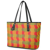 Aloha Hawaii Ilima Maile Lei Leather Tote Bag Palaka Inspired Hawaiian-plaid Red LT14 - Polynesian Pride