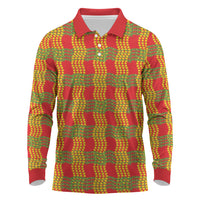 Aloha Hawaii Ilima Maile Lei Long Sleeve Polo Shirt Palaka Inspired Hawaiian-plaid Red LT14 Red - Polynesian Pride