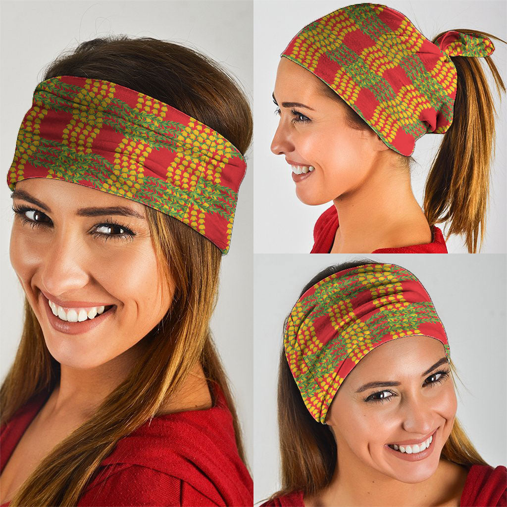 Aloha Hawaii Ilima Maile Lei Neck Gaiter Palaka Inspired Hawaiian-plaid Red