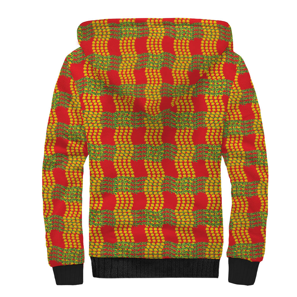Aloha Hawaii Ilima Maile Lei Sherpa Hoodie Palaka Inspired Hawaiian-plaid Red LT14 - Polynesian Pride