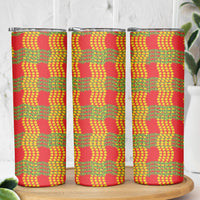 Aloha Hawaii Ilima Maile Lei Skinny Tumbler Palaka Inspired Hawaiian-plaid Red LT14 - Polynesian Pride
